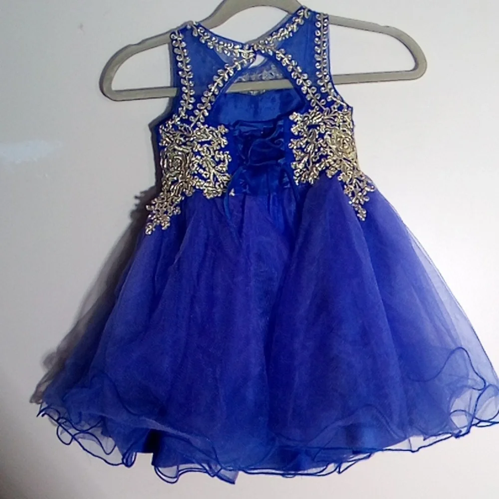 TIP  Top Royal Blue Floral Appliqué Tulle Dress Size 4 Girl (4-5) Years